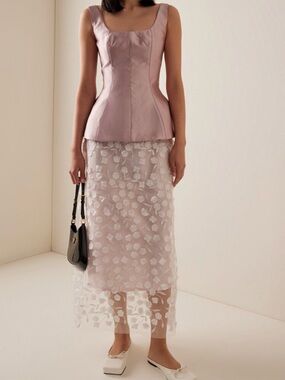 Marlies Grace Heather Floral-Appliquéd Tulle Midi Skirt